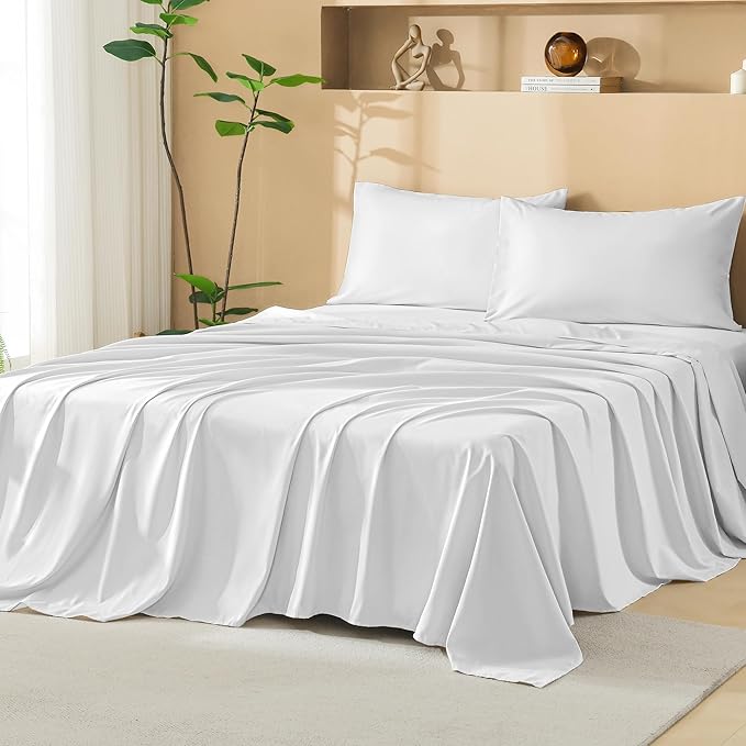 Litanika Super King Plus Size Comforter Set with Sheets White - 7 Pieces Bed in a Bag Oversized King Boho Tufted Complete Bedding Sets with Comforter, Sheets, Pillowcases & Shams