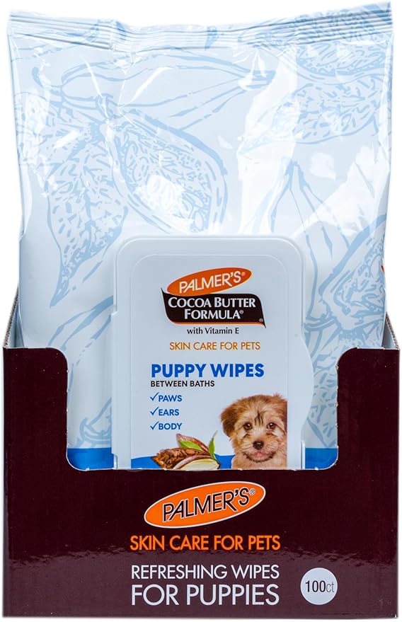 Palmer's Coconut Oil Puppy Wipes for Between Baths - Cocoa Butter Grooming Wipe for Dogs - Paraben & Phthalate Free Bath Towlettes, 100 Count