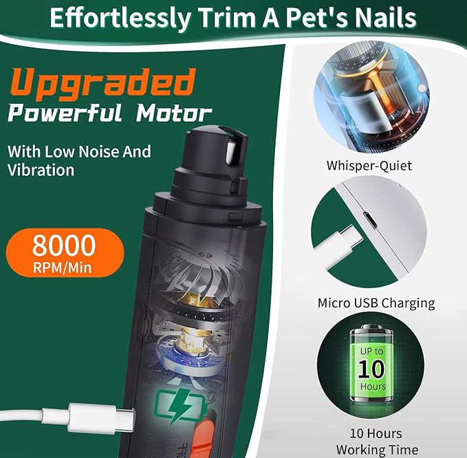 CATPICK 2-in-1 Cat Nail Clippers & Dog Nail Clippers Trimmers for Large Medium Small Dogs Cats Claw Trimmer Quick Sensor and Safety Guard USB Rechargeable with 2 LED Lights Dogs Nail Trimmer