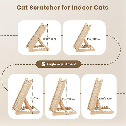 XiaZ Cat Scratcher, 23" Sisal Cats Scratching Board with 5 Adjustable Heights, No Assembly Required, Foldable Cat Scratchers for Indoor Cats and Kittens, Ready to Use
