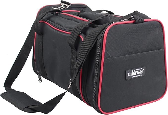 EliteField Expandable Soft Pet Carrier (3 Year Warranty, Airline Approved), Multiple Sizes and Colors Available (20" L x 12" W x 11" H, Black)