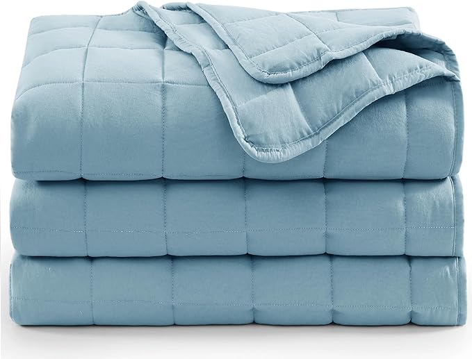 Casa Platino Ultra Soft Quilted Blanket - Pre-Washed, All Season, Fluffy Microfiber Down Alternative King Size Bed Blanket - French Blue