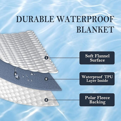 Waterproof Blanket 80"x90" for Adults, Reversible Waterproof Bed Cover for Dogs Cats Pets, Soft Leakproof Blanket for Bed Couch Sofa Furniture Protector, Navy Blue/Light Grey