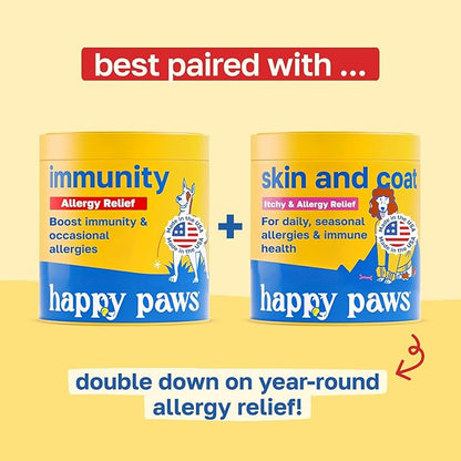 Happy Paws Turmeric Supplement for Dogs, Daily Wellness & Immunity Support for All Breeds & Ages, Made with Turmeric, Colostrum & Turkey Tail Mushrooms, Pumpkin Flavor, Non GMO, 200 Soft Chews