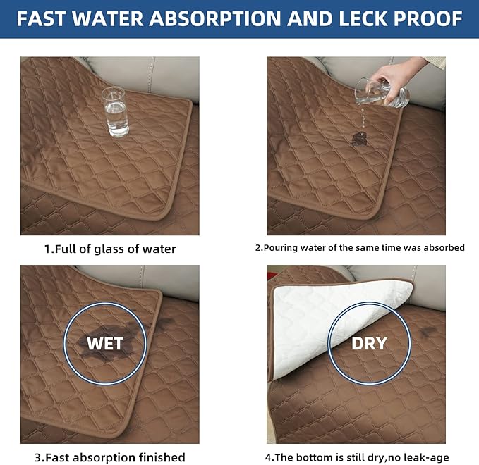 Eismodra Waterproof Recliner Chair Covers for Reclining Couch Slipcovers Seat Cushion,Anti-Slip Sofa Cover for Dogs Pets Furniture Protector Washable,Brown 23 x 35 inches (Only 1 Piece)