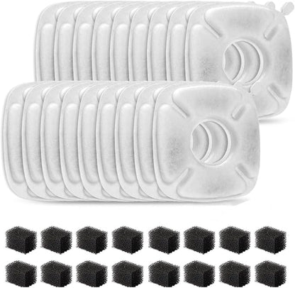 4inch Cats Fountain Replacement Filters with Pre-Filter Sponges for 67oz, 95oz and 135oz Pet/Cat Automatic Water Fountain Dog Water Dispenser