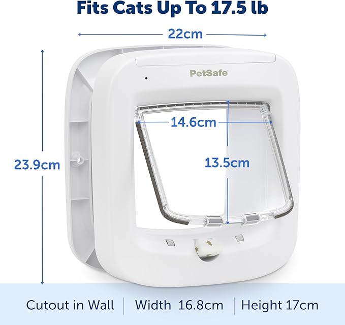 PetSafe Microchip Cat Door - Smart Programmable Collar Door with 4-Way Locking System, Energy Efficient Seal, Durable Plastic Flap & Low Battery Indicator - Battery Powered in & Out Freedom