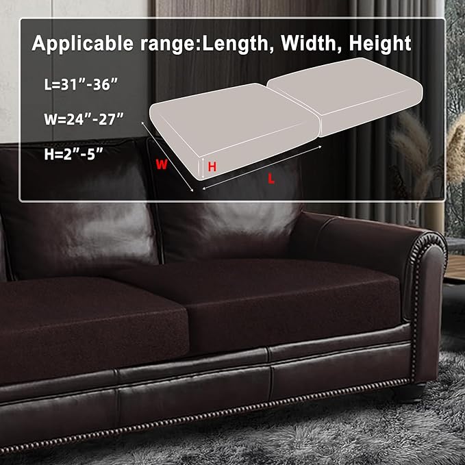 ANARACHON Leather Look Couch Cushion Covers Sofa Seat Slipcovers Sets Couches Furniture Protector for Sectional Armchair Loveseat Pets Kids Stretch Spandex Fabric (2 Cushion Sofa, Chocolate)