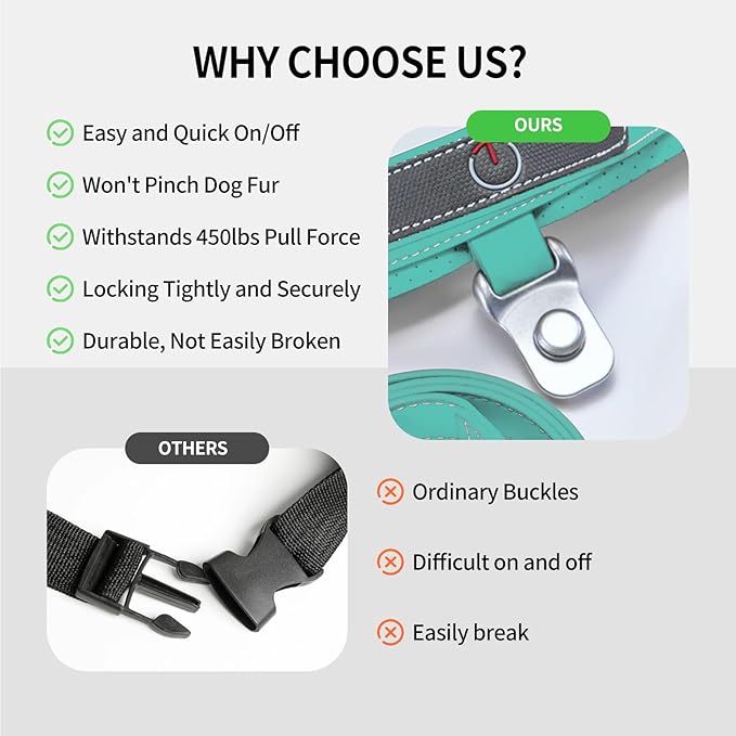 Magnetic Dog Harness and Leash Set with Quick Release Buckle, Easy On & Off Faux Leather Puppy Harness and Leash with Handle for Medium, Large Sized Dog