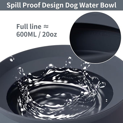SLSON Spill Proof Dog Water Bowl for Cars,Collapsible No Splash Dog Travel Bowls Integrated Molding Portable Pet Bowl for Road Trip Truck,RV,SUV,Boat Accessories (Dark Grey)