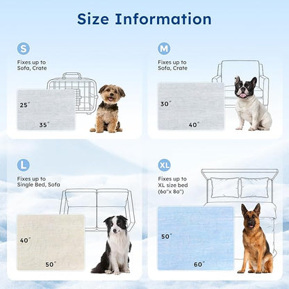 ZOMISIA Cooling Blanket for Extra Large Dogs - High Cold Washable Pet Blanket, Travel Soft Dog Summer Essentials, Grey, 50"x60"