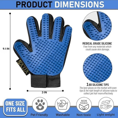 Gift for Pets, 2 Pieces of 2-in-1 double-sided pet grooming gloves gently lift loose fur from dogs, cats, and horses. Works on long or short hair and fabric. We gives back