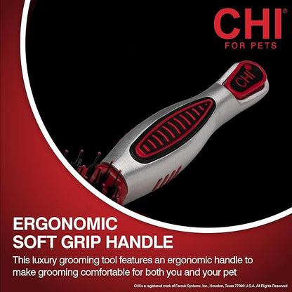 CHI for Dogs Porcupine Pin and Bristle Dog Grooming Brush, Detangling and Smoothing Brush for Short Medium and Long Dog Coats, Helps Remove Loose Hair and Light Tangles, Ergonomic Soft Grip Handle