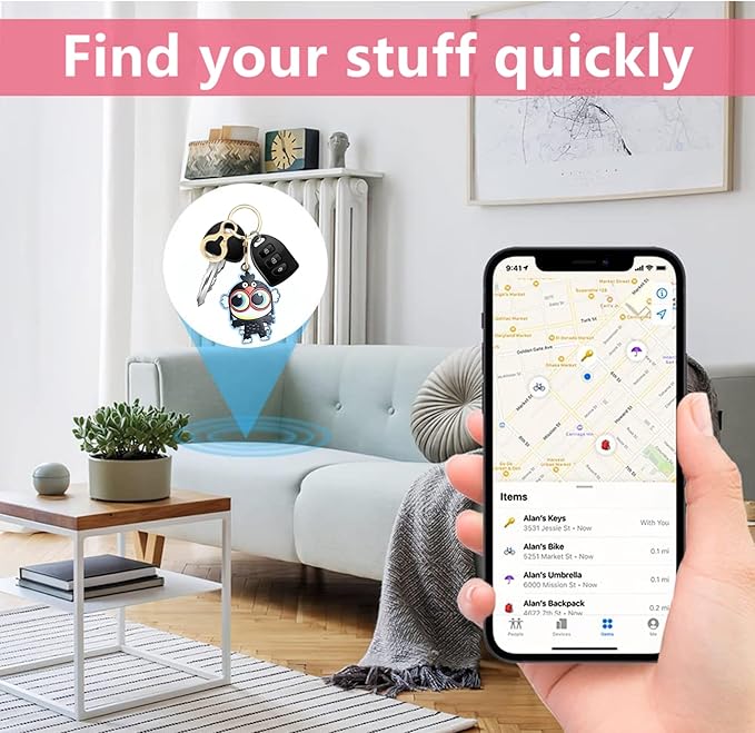 Leather Keychain Holder Case Compatible with AirTag,Cute Protective Cover with Keyring and lanyard,Anti-Scratch Finder GPS Tracker Case for Wallet Keys,bag,pets,Backpack(M)