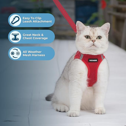 Voyager Step-in Pet Harness - All Weather Mesh, Adjustable Step in Harness for Cats and Dogs by Best Pet Supplies - 307S Red, M