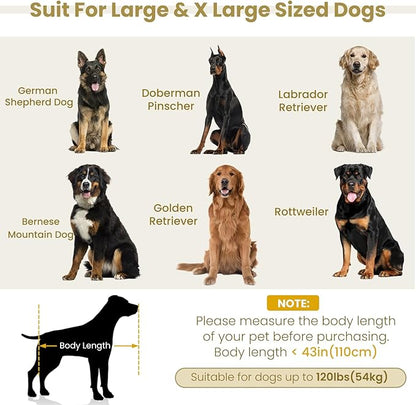 Elevated XL Large Dog Sofa with Backrest and Armrests, 55" Button Tufted Dog Couch Bed with Soft Cushion for Large Dogs, Stylish Lounging Bed Pet Couch Chair, 120Lbs Weight Capacity, Beige