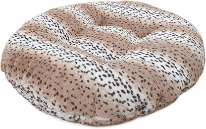 Bessie and Barnie - Luxury Extra Plush Faux Fur Bagel Pet/Dog Bed (Aspen Snow Leopard, X-S)