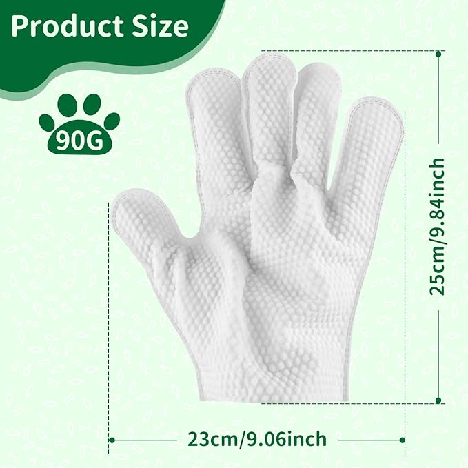 GLADFRESIT Pet Grooming Glove Wipes for Dogs & Cats, Hypoallergenic Deodorizing Cleansing Wipes with Coconut Oil & Botanical Extracts, 90 g Extra-Thick Gentle Wipes for Daily & Outdoor Care (20 Pcs)
