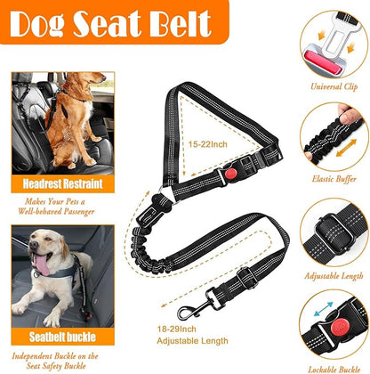 LOBEVE No Pull Dog Harness, Collar & Leash Set | Includes Dog Seat Belt, Collapsible Bowls & Poop Bag Dispenser. Ideal for Training, Walking, Hiking. Fits Small to Large Dogs(Black-M)