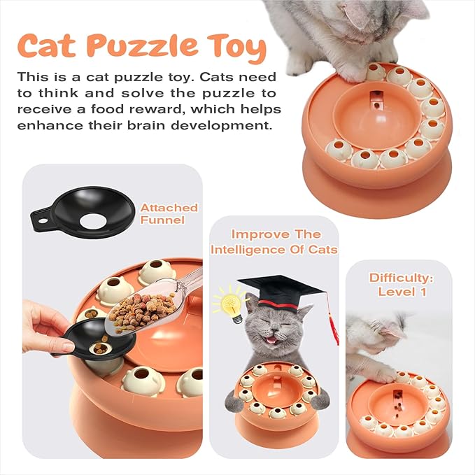 KADTC Cat Puzzle Feeder, Interactive Slow Bowl for Indoor Cats Enrichment Toy, Kitten Puzzle Toys