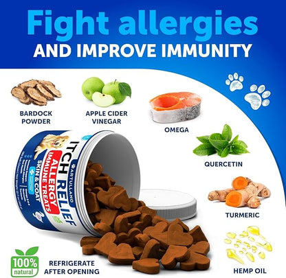 Probiotics for Dogs - Support Gut Health, Itchy Skin, Allergies, Immunity, Yeast Balance - Dog Probiotics and Digestive Enzymes with Prebiotics - Reduce Diarrhea, Gas - 180 Probiotic Chews for Dogs
