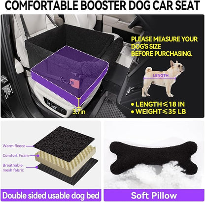 TKYZ Dog Car Seats for Small Medium Dogs,PU Leather Car Seat Boosters,Foldable Puppy Cat Carseats (Black, Medium Dog)