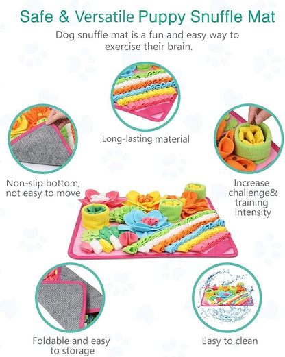 ORIA Snuffle Mat for Dogs, 20x20 Inch Interactive Dog Puzzle Toy, Slow Feeder Mat for Anxiety Relief & Mental Stimulation, Non-Slip Foraging Mat for Small Medium Large Dogs Cats Rabbits