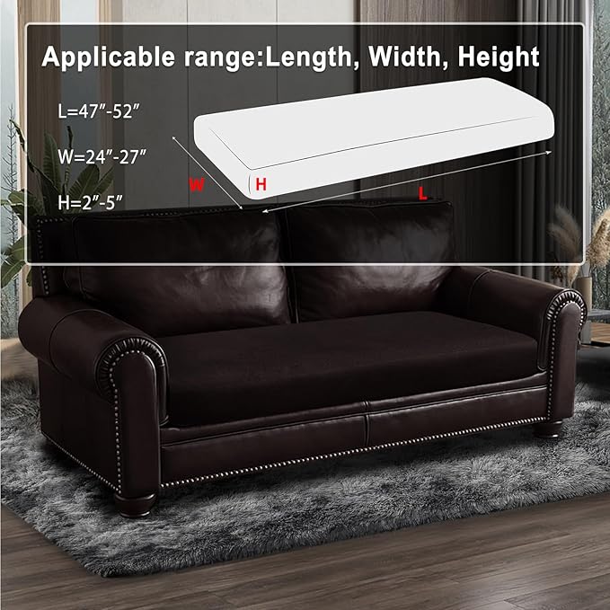 ANARACHON Leather Look Couch Cushion Covers Sofa Seat Slipcovers Sets Couches Furniture Protector for Sectional Armchair Loveseat Pets Kids Stretch Spandex Fabric (1 Cushion Loveseat, Chocolate)