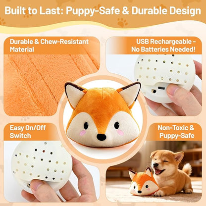 Interactive Fox Puppy Toy for Anxiety & Boredom Relief - Automatic Self-Moving, Bouncing & Vibrating with Sound for Mental Stimulation | Rechargeable & Chew-Resistant for All Breed Sizes