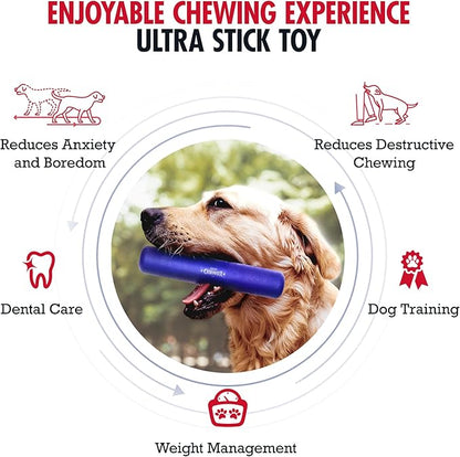 SuperChewer Tough Chew Stick Fetch Toy | Lifetime Replacement | Strong Natural Rubber | Smear Treats Inside To Excite Dogs | Ultra Durable Chewing Toy for Aggressive Chewers | For All Breeds