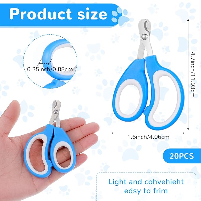 Lemecima 20 Pcs Cat Nail Clipper Bulk Kitten Claw Trimmer Pet Nail Cutter Claw Care for Cats, Kittens, Bunny, Puppy, Rabbit, Gatos, and More