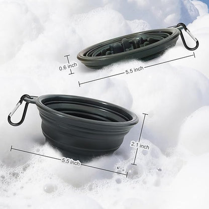 Ezcora Foldable Silicone Shaving Bowl with Carabiner, Portable Shave Mug for Men, Quick-Lather Shaving Cream & Soap Bowl, Lightweight Collapsible Design with Non-Slip Base