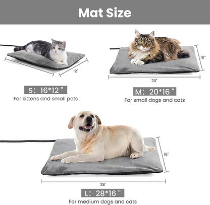 Outdoor Heating Pad，Heating Pet Bed for Small, Medium, Large and Dogs/Cats - Auto Temperature Control Outdoor Heated Pet Pad. (L -20 x 16 inch)