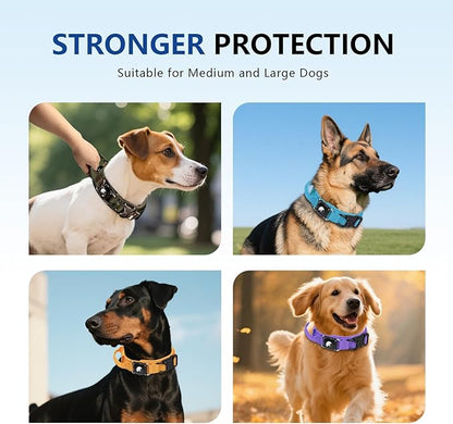 AirTag Dog Collar for Large Dogs - Tactical Collar with Waterproof AirTag Case, Military Handle & Reflective Strap. Secure Apple Air Tag GPS Tracking for Medium, Large Breeds (Black,M)