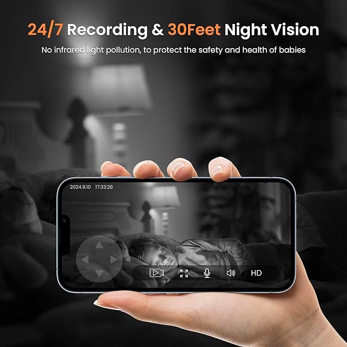 AMOROM Indoor Camera for Home Security 360°, 1080p Pet Cameras with Pan&Tilt, Night Vision, Motion Detection, 2-Way Audio, Compatible with Alexa/Google Assistant, 2.4GHz WiFi, 2 Pack