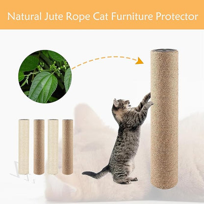 4 Pcs Cat Scratching Post Replacement for Indoor 15.7 x 3.1 Inches Cats Tree Replacement Parts Natural Jute Pole Part Cat Scratch Posts Refill with M8 Screws Spare Cat Furniture Accessories