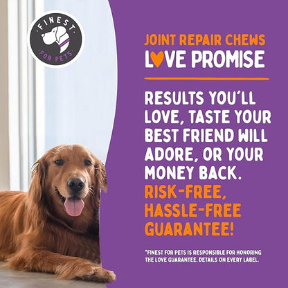 Joint Repair Dog Joint Supplement with Glucosamine for Dogs, Chondroitin, Omega 3, MSM, Hemp & Turmeric. Supports Hip & Joint Health, Mobility & New Cartilage. 120 Chicken Flavor Chews, Made in USA
