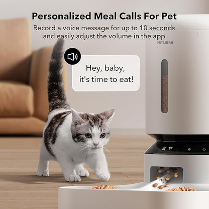 PETLIBRO 5L Automatic Cat Feeder for 2 Cats, 5G&2.4G Wi-Fi Programmable Cat Food Dispenser with Dual Stainless Steel Bowls, Airtight Lock Fresh Technology, Low Food Sensor