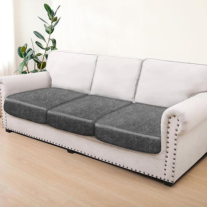 ANARACHON Leather Look Couch Cushion Covers Sofa Seat Slipcovers Sets Couches Furniture Protector for Sectional Armchair Loveseat Pets Kids Stretch Spandex Fabric (3 Cushion Sofa, Light Grey-04)