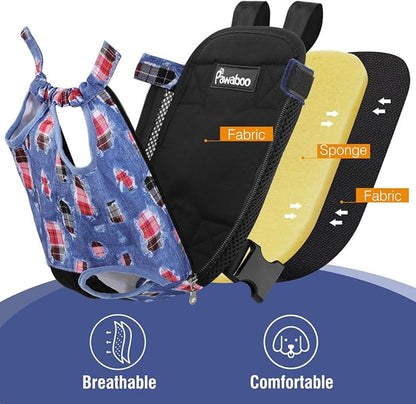 Pawaboo Pet Dog Carrier Backpack, Adjustable Pet Front Cat Dog Carrier Backpack Bag for Small Medium Dogs Cats Puppies, Legs Out, Easy-Fit for Traveling, XL, Denim Blue