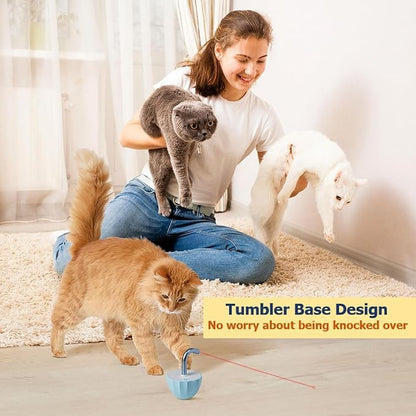 Cat toys for indoor cats Laser pointer, Interactive cat toy for bored Indoor adult Cats, Automatic cat toys laser pointer,Random Trajectory and Tumbler Base, USB rechargeable, laser for cats
