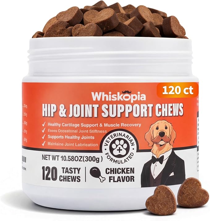 Glucosamine for Dogs Hip and Joint Supplement Chews Treats for Dogs with MSM, Chondroitin Dog Joint Pain Relief Mobility Supplements Chicken Flavor Fit All Large Small Medium Breed- 120 Ct