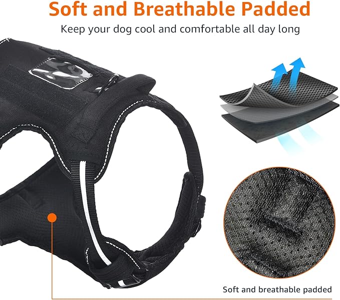 Amazon Basics No-Pull Dog Harness, Adjustable Front Clip, Escape Proof Tactical Vest, Small, Black