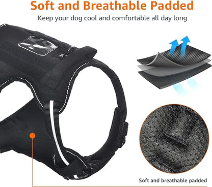 Amazon Basics No-Pull Dog Harness, Adjustable Front Clip, Escape Proof Tactical Vest, Small, Black