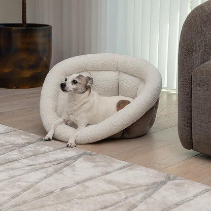 Sherry Kline Medium Cuddler Cup Pet Bed: Cozy Retreat with Deep Cushioning, Secure & Snug Space for Nap or Lounge, Easy in 'n' Out Access, Polyester Fiber, Round Shape (Grey)