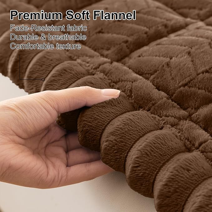 Smiry Non Slip Couch Covers for Dogs, Fuzzy Pet Couch Covers for 2-3 Cushion Sofa Pet Friendly, Soft Sofa Slipcovers Cushion Furniture Protector Washable (Brown, 27.6" x 59")
