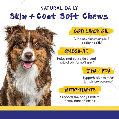 PupGrade Skin & Coat Soft Chew Supplement for Dogs – Supports Healthy Skin, Coat, and Immune Function - Rich in Natural Fish Oil, Omega Fatty Acids, and Vitamins – 360 Soft Chews