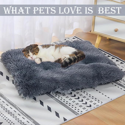 Washable Extra Large Medium Small Size Dog & Cat Bed Indoor, Calming Comfort Fluffy Self Warming Heated Couch Mat for Creat Cage, Heating Sofa Pad & Furniture for Big Sized Pet Puppy Bunny Rabbit Car