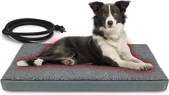 Heated Pet Beds for Indoor/Outdoor Cat & Dog Orthopedic Foam Warming Cat Beds Auto Temperature Control, Washable Cover with Waterproof Liner Thermo Kitty Electric Heating Bed