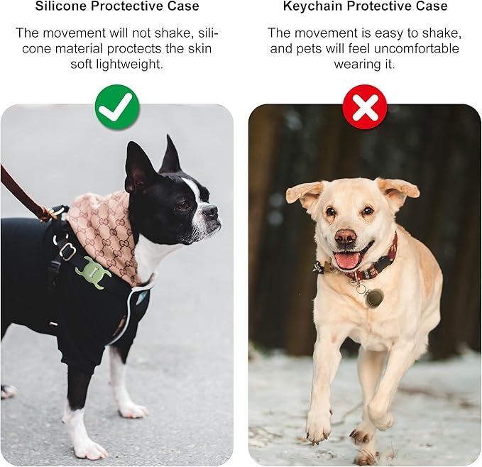 for Airtag Dog Collar Holder, Air Tag Protective Cat Airtag Dog Collar,Silicone AirTags GPS Tracking Accessories,Air Tags with Bone Pattern (1 Pack(Green))